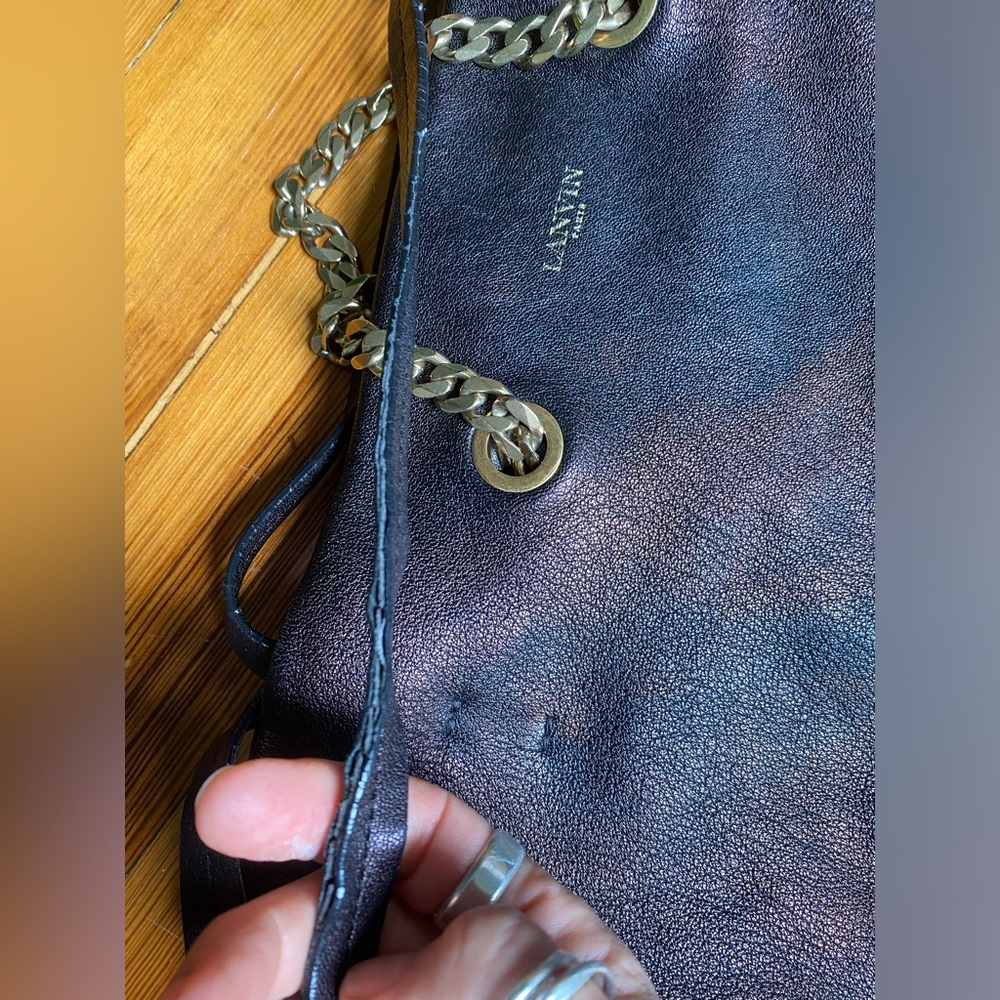 Y2K Lanvin Paris Carry Me black metallic brown Leather Chain-Accent Tote Bag - Picture 9 of 16